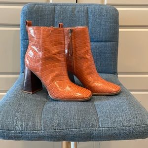 Sam Edelman Crocodile print leather booties